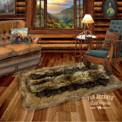 Plush Faux Fur Area Rug - Luxury Fur Pieced Fur Animal Skin - Faux Fur - Rectangle Pelt Shape Designer Throw Art Rug by- Fur Accents - USA