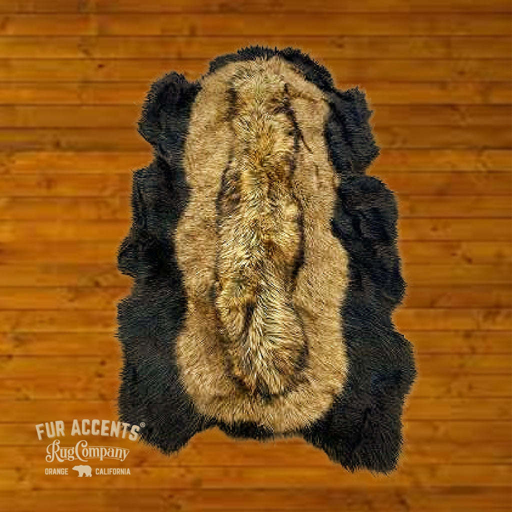 Custom Pieced Fur Black Bear Skin Rug. Realistic. Faux Fur. Hand Crafted Area Rug. Lodge, Log Cabin. Art Rug. Hand Made in America by Fur Accents USA