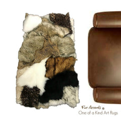 Extraordinary,Patchwork Pieced Fur Chair Cover,Rug,100% Animal Friendly,One of a Kind,Throw,Designer Original,Fur Accents,Hand Made,USA