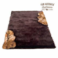 Plush Faux Fur Area Rug - Luxury Thick Shag - Pieced Fur - Wolf Fur Trim  - Rectangle Shape Designer Throw - Art Rug by Fur Accents - USA