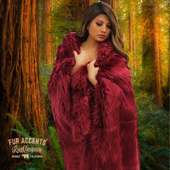 Plush  Faux Fur Throw Blanket, Bedspread, Soft Burgundy Wine Shag, Luxury Fur - Minky Cuddle Fur Lining Fur Accents USA