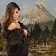 Plush  Faux Fur Throw Blanket, Bedspread, Soft, Rich Chocolate Brown Shag, Luxury Fur - Minky Cuddle Fur Lining Fur Accents USA