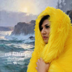 Plush  Faux Fur Throw Blanket,  Bedspread, Soft, Bright Yellow Shag, Luxury Fur - Minky Cuddle Fur Lining Fur Accents USA