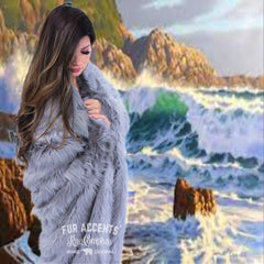 Plush  Faux Fur Throw Blanket, Bedspread, Soft, Gray Shag, Luxury Fur - Minky Cuddle Fur Lining Fur Accents USA