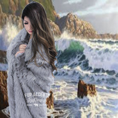 Plush  Faux Fur Throw Blanket, Bedspread, Soft, Gray Shag, Luxury Fur - Minky Cuddle Fur Lining Fur Accents USA