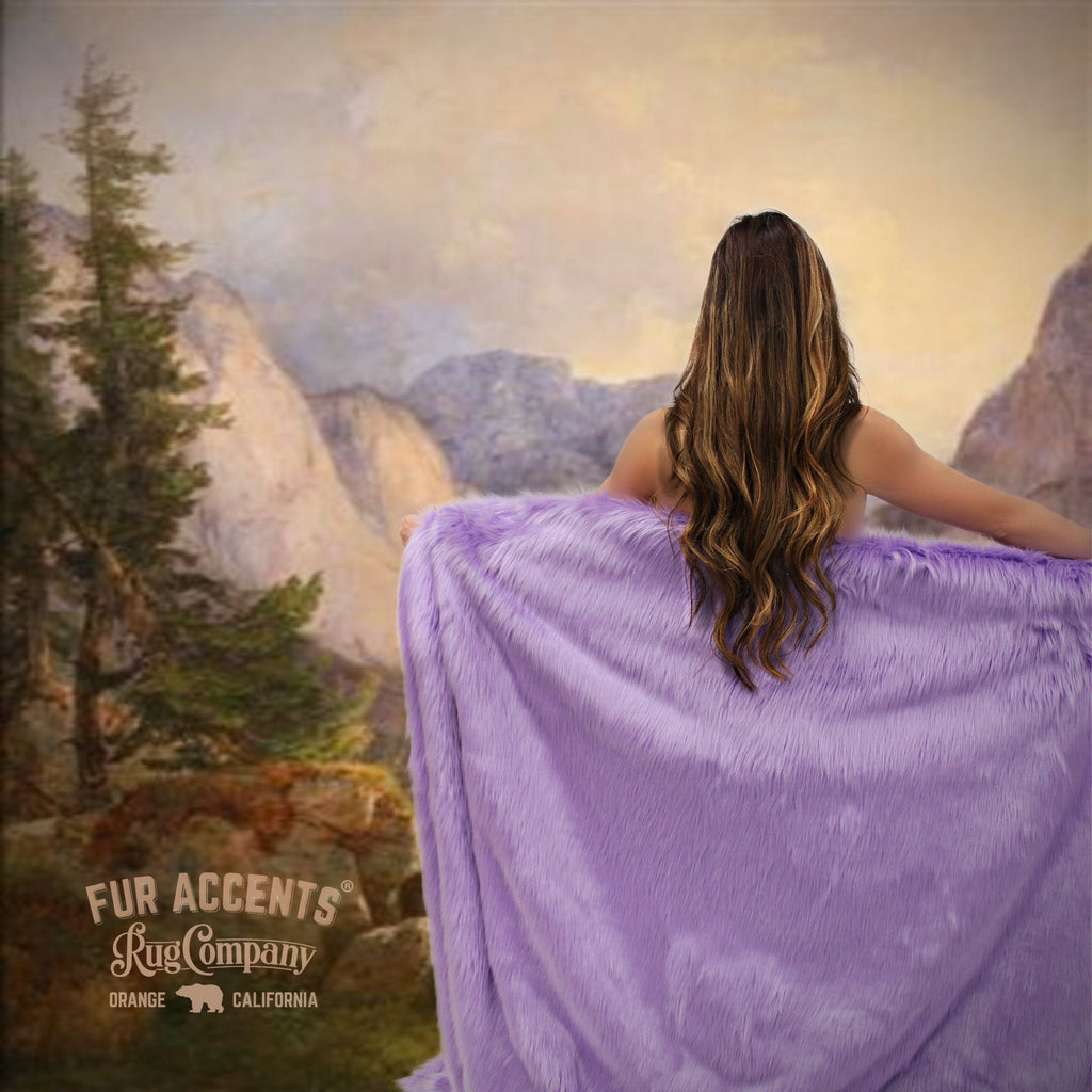 Plush  Faux Fur Throw Blanket, Bedspread, Soft Lavender Orchid Shag, Luxury Fur - Minky Cuddle Fur Lining Fur Accents USA
