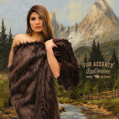 Plush  Faux Fur Throw Blanket, Bedspread, Soft, Rich Chocolate Brown Shag, Luxury Fur - Minky Cuddle Fur Lining Fur Accents USA