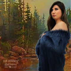 Plush  Faux Fur Throw Blanket, Bedspread, Soft, Deep Blue Shag, Luxury Fur - Minky Cuddle Fur Lining Fur Accents USA