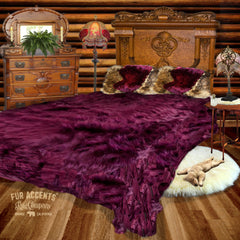 Faux Fur Bedspread, Black Shag, Designer Throw Blanket, Bedding by Fur Accents USA, Matching Pillows, Shams, Throw Blankets Available