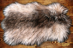 FUR ACCENTS 2 Pcs. , Faux Fur Fake Rabbit Skin Pelts, Soft Shaggy, Animal Shape Pelt Mini Throw Rug