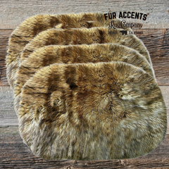 Set of 4,  Plush Faux Fur, 15" Round or Oval Placemats, Wolf Fur, Soft, Shaggy, Bear Skin, Place Mat, Table Top, Wedding Décor, Designer Accessories by Fur Accents USA