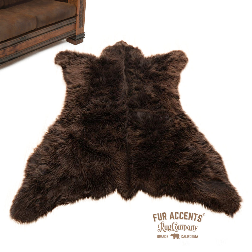 Brown Bear Skin Rug,  Realistic, Faux Fur, Area Rug, Lodge Cabin, Throw Rug, Old Fashion, Rustic, Cottage Décor, Shag, Gifts for Him, Gift for For Dad, Hand Made to Order in America, Fur Accents USA