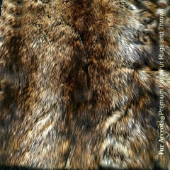 Plush Faux Fur Throw Blanket - Bedspread - Luxury Pieced Strip Fur Golden Brown Stripe Wolf Fur Minky Cuddle Fur Lining - Fur Accents - USA