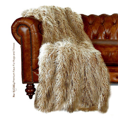 Plush Faux Fur Throw Blanket, Bedspread - Luxury Fur - White, Off White or Beige Mongolian Shag - Minky Cuddle Fur Lining - Fur Accents USA