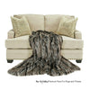 Plush Faux Fur Throw Blanket Black and Gray Sripe Ribbed Fox Bedspread Luxury Fur Black Gray White - Minky Cuddle Fur Lining Fur Accents USA
