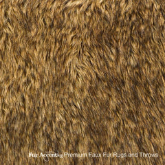 Plush Faux Fur Throw Blanket - Bedspread - Luxury Fur Golden Brown Wolf - Coyote - Fur Minky Cuddle Fur Lining - Fur Accents - USA