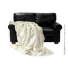 Plush Faux Fur Throw Blanket Bedspread - Super Soft - Ribbed Channel Mink White -Off White - Fur Minky Cuddle Fur Lining - Fur Accents - USA