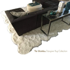 Hand Made Area Rug, Plush Faux Fur, Soft and Luxurious,  Man Made Sheepskin with Random Scalloped Sides, Country Edge Designer Carpet, Hand Made in America by Fur Accents - USA