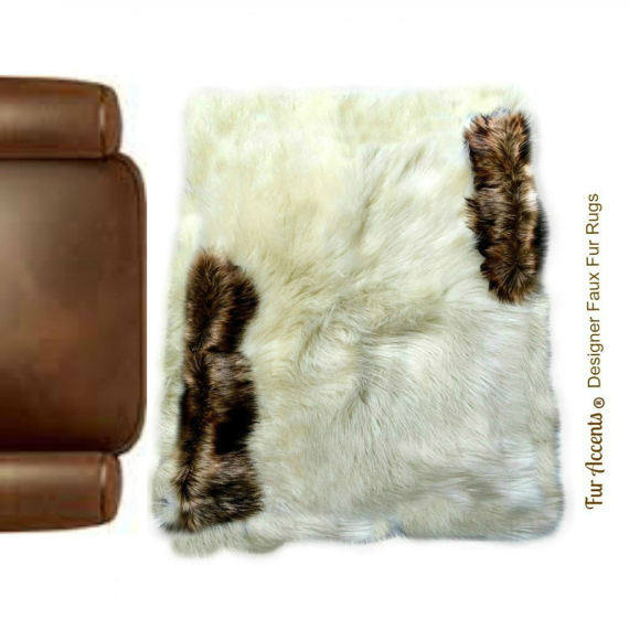 Plush Faux Fur Area Rug - Luxury Thick Shag - Pieced Fur - Wolf Fur Trim  - Rectangle Shape Designer Throw - Art Rug by Fur Accents - USA