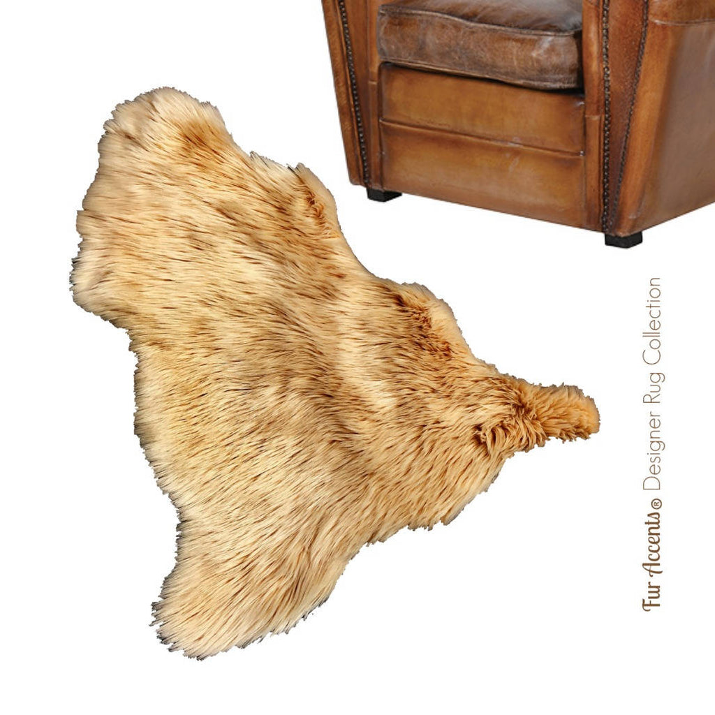 Plush Faux Fur Area Rug - Shaggy Sheepskin - Hipster Shape - Designer Throw - 6 Colors -Art Rug by Fur Accents - USA