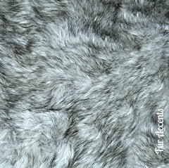 Plush Faux Fur Area Rug - Off White with Gray Tips - New Pelt Shape Designer Throw Rug - Fur Accents - USA