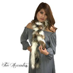 Exotic Faux Fur Braided Scarf Luxurious Plush Designer Fashion Fur Coyote, Gray Raccoon, White Fox - Braided  Fur Scarves by Fur Accents USA