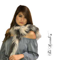 Exotic Faux Fur Braided Scarf Luxurious Plush Designer Fashion Fur Gray Llama, Wolf, Arctic Fox - Braided  Fur Scarves by Fur Accents USA