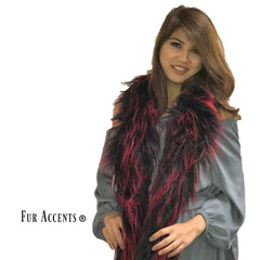 Exotic Pieced Faux Fur Scarf - Luxurious Plush Designer Fashion Fur - Black Cherry Spiked Luxury Fur Scarves Fur Accents USA