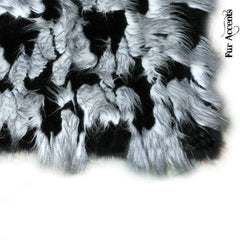 Contemporary Hand Crafted Faux Fur Area Rug - Luxury Fur Thick Shaggy Carpet Black Feather Rectangle Shape Plush Padded Designer Throw - Hand Made in America by Fur Accents USA