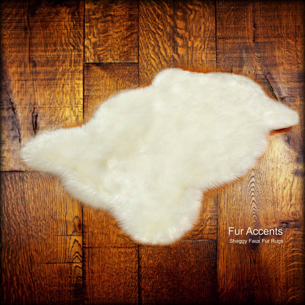 Plush Faux Fur Area Rug - Luxury Fur Thick Shaggy Bear Skin - Faux Fur - Animal Pelt Shape Designer Throw Rug - Fur Accents - USA