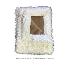 Plush  Faux Fur  Minky Fleece Throw Blanket, Super Soft - Bed Spread - Off White, Ultra Suede Lining - Fur Accents USA