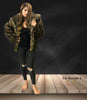 FUR ACCENTS Exotic Faux Fur Shaggy Brown Multi Lynx Hooded Coat - Jacket - One Size - Oversize