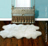 Plush Faux Fur Area Rug - Shaggy Sheepskin - Quatro Design Shape -  6 Colors Designer Art Rug by Fur Accents USA