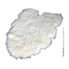 Plush Hand Crafted Faux Fur Area Rug - Luxury Fur Thick Icelandic Sheepskin - White or Off White - Shaggy Faux Fur Border Sheep - Hand Made in America - Fur Accents - USA