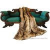 Plush Faux Fur Throw Blanket - Bedspread - Luxury Pieced Strip Fur Golden Brown Stripe Wolf Fur Minky Cuddle Fur Lining - Fur Accents - USA
