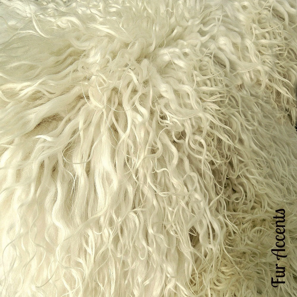 Plush Faux Fur Throw Blanket, Bedspread - Luxury Fur - White, Off White or Beige Mongolian Shag - Minky Cuddle Fur Lining - Fur Accents USA