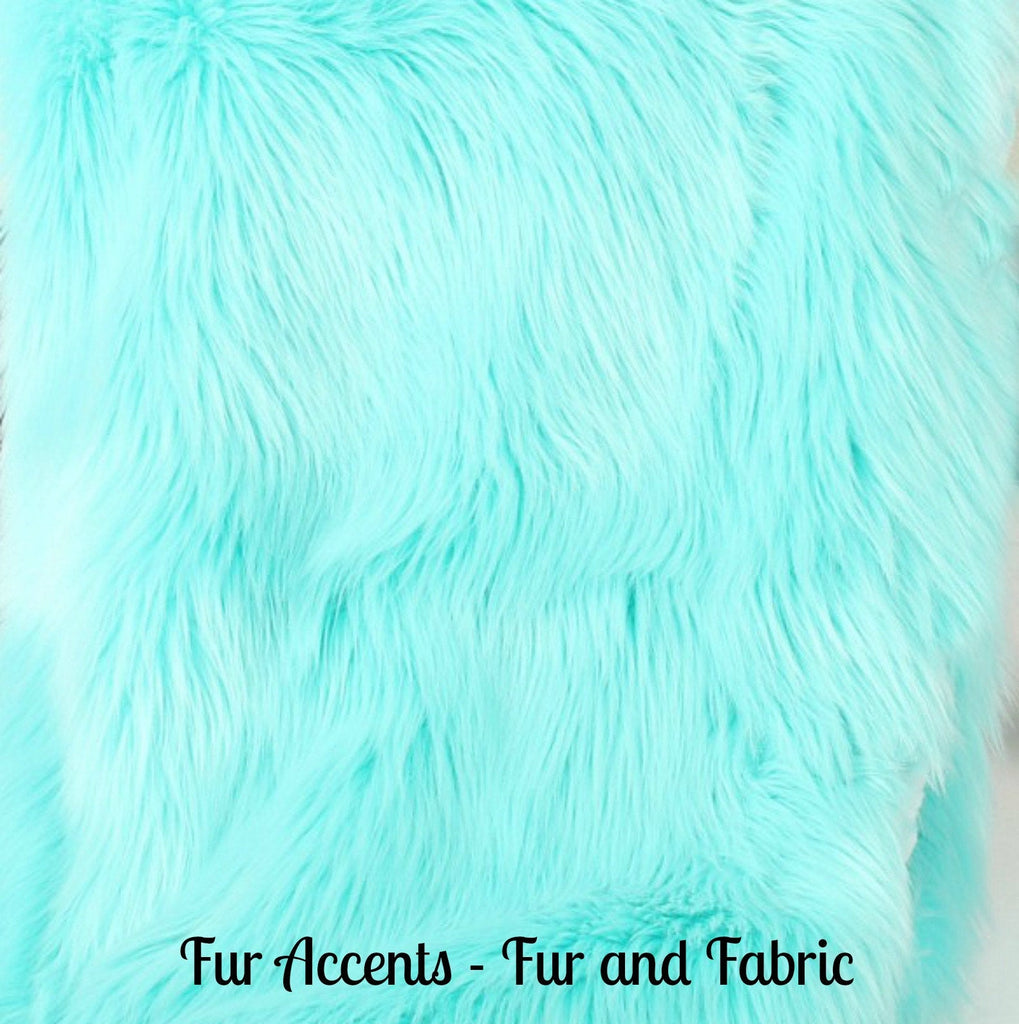 Plush Faux Fur Throw Blanket Bedspread - Super Soft - Baby Nursery - Teal Mint Sea Green - Fur Minky Cuddle Fur Lining - Fur Accents - USA