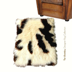 Plush Faux Fur Area Rug - Luxury Fur Thick Shaggy Icelandic Sheepskin - Brown Spotted - Rectangle Shape - Designer Throw - Fur Accents USA