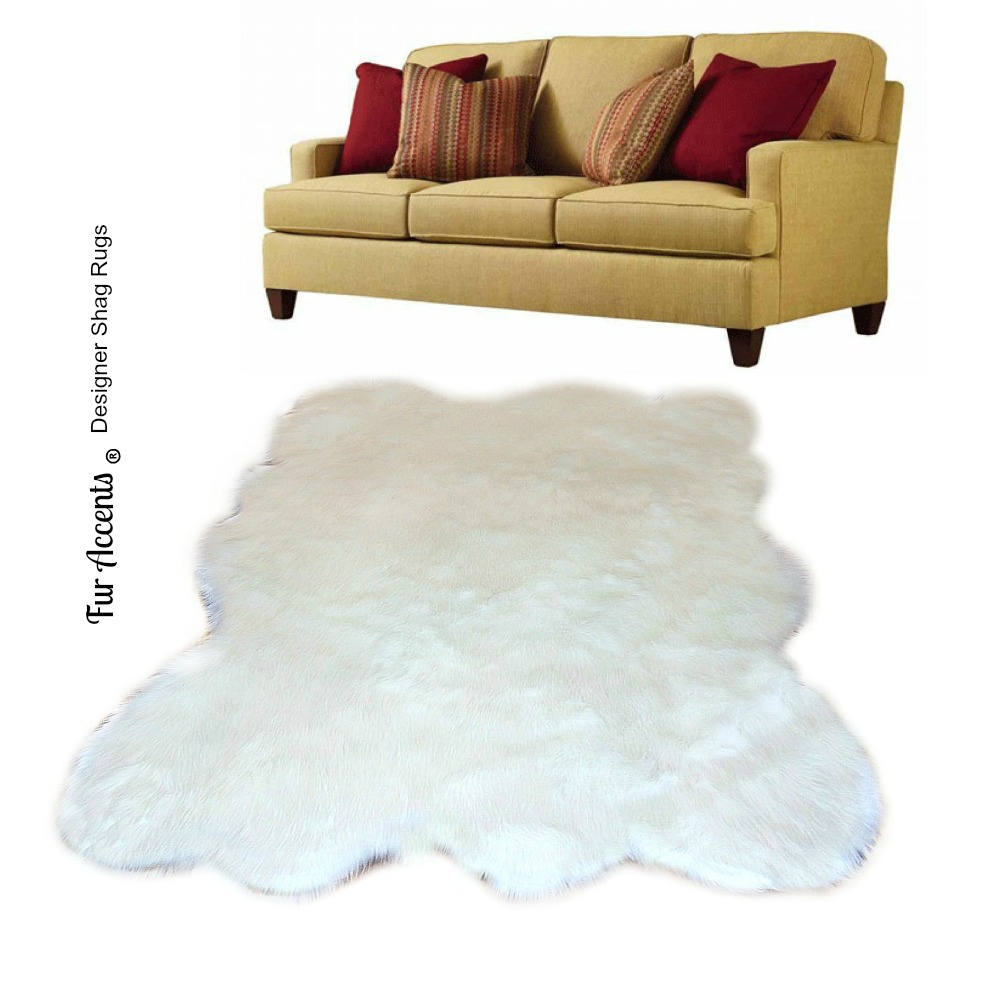 Plush Faux Fur Area Rug - Shaggy Shag - Sheepskin - Random Pelt Shape Designer Throw - 6 Colors -Art Rug by Fur Accents - USA