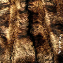 Plush Faux Fur, Pieced Luxury Fur Strip Rug, Golden Brown Wolf, Ultra Suede Lining, Custom Made to Order, Hand Made Art Rugs by Fur Accents - USA