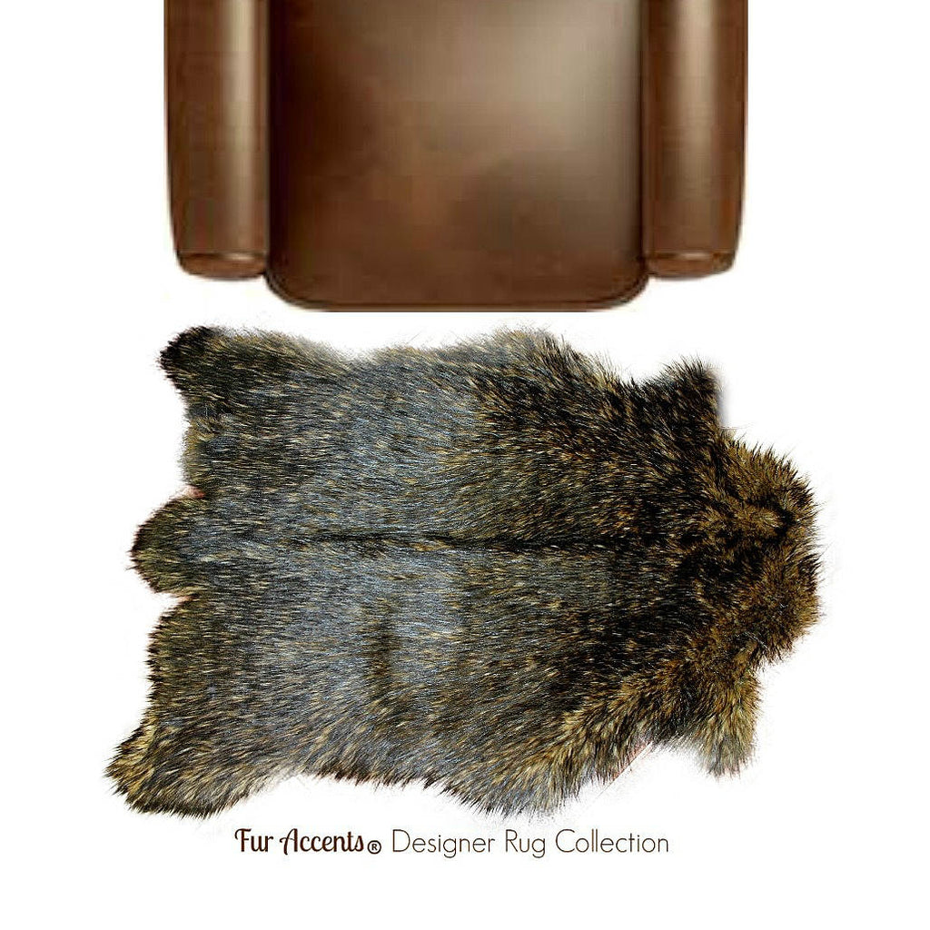 Plush Faux Fur Area Rug - Shaggy Deer - Bear Shape - Designer Throw - 6 Colors -Art Rug by Fur Accents - USA
