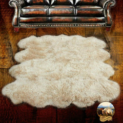 Plush Faux Fur Area Rug - Shaggy Sheepskin - Quatro Shape - Designer Throw Carpet - 6 Colors -Art Rug by Fur Accents - USA