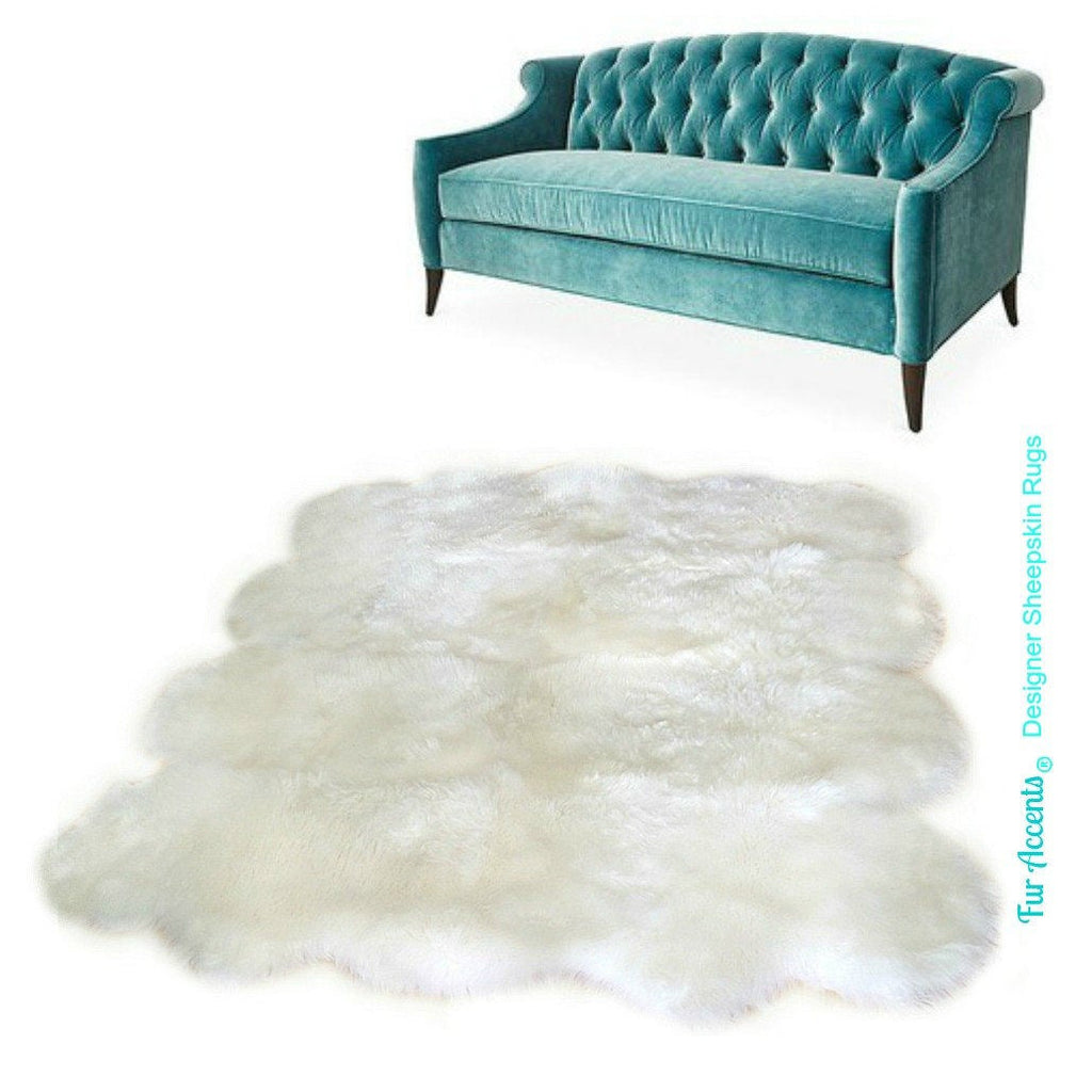 Plush Faux Fur Area Rug - Shaggy Sheepskin - Quatro Shape - Designer Throw Carpet - 6 Colors -Art Rug by Fur Accents - USA