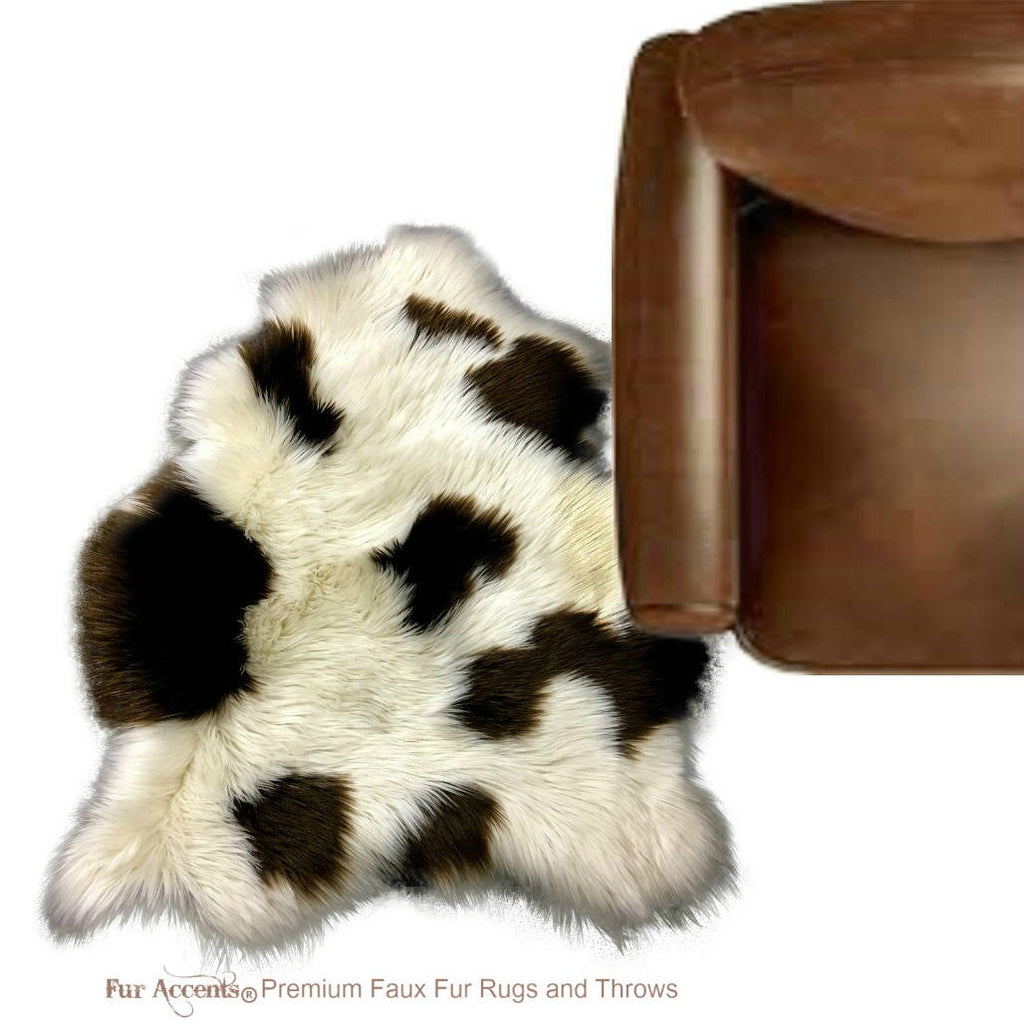 Plush Faux Fur Area Rug  Shaggy Thick Icelandic Single Sheepskin - Hollister Shape - 4 Colors-  Designer Art Rugs by Fur Accents USA