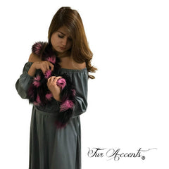 Exotic Faux Fur Braided Scarf - Luxurious Plush Designer Fashion Fur - Black Cherry Pink Fox - Braided  Fur Scarves by Fur Accents USA