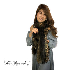 Exotic Faux Fur Braided Scarf Luxurious Plush Designer Fashion Fur Golden Wolf, Black, Brown Fox - Braided  Fur Scarves by Fur Accents USA