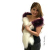Exotic Pieced Faux Fur Scarf - Luxurious Plush Designer Fashion Fur - Ivory Tipped Mink with Wine Fox Fur Scarves Fur Accents USA