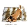 Shaggy Soft Golden Brown Coyote Stripe Faux Fur DogNapper Dog Bed - Cat Mat - Reversible - Padded Plush Shag Fur Lining - Fur Accents USA