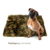 Shaggy Soft Dark Brown Wolf Faux Fur DogNapper Dog Bed - Cat Mat - Reversible - Padded Plush Shag Fur Lining - Fur Accents USA