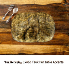 Set of 4,  Plush Faux Fur, 15" Round or Oval Placemats, Wolf Fur, Soft, Shaggy, Bear Skin, Place Mat, Table Top, Wedding Décor, Designer Accessories by Fur Accents USA
